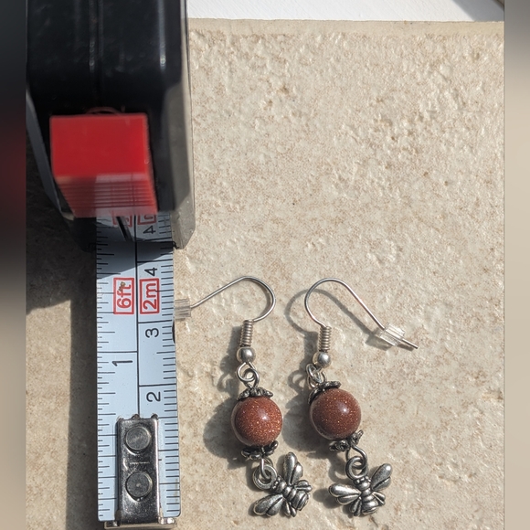 Goldstone Dangle Bee Earrings - NWOT - Picture 4 of 5